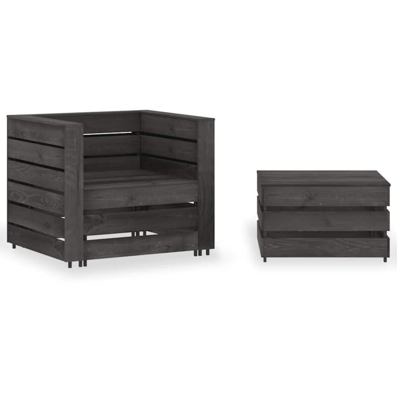 Vidaxl - Salon de jardin palette 2 pcs Bois de pin imprégné de gris