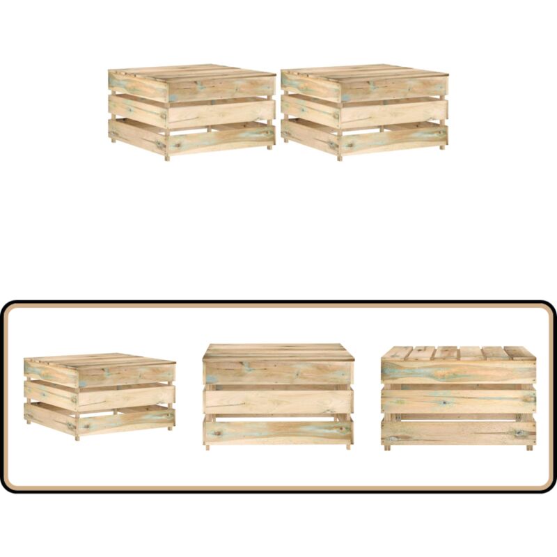 Tables palette de jardin 2 pcs Bois de pin imprégné - Tablettes De Jardin - Mobilier De Jardin - Set De Tables - Tables Pliantes - Meubles De Terrasse