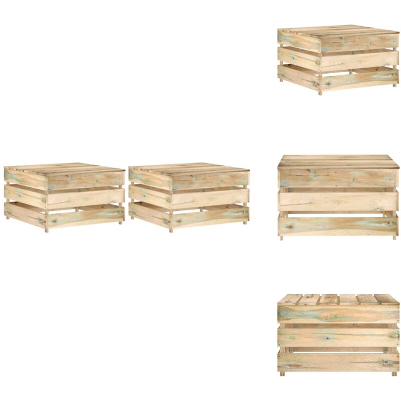 Tables palette de jardin 2 pcs Bois de pin imprégné - Tablettes De Jardin - Mobilier De Jardin - Set De Tables - Tables Pliantes - Meubles De Terrasse