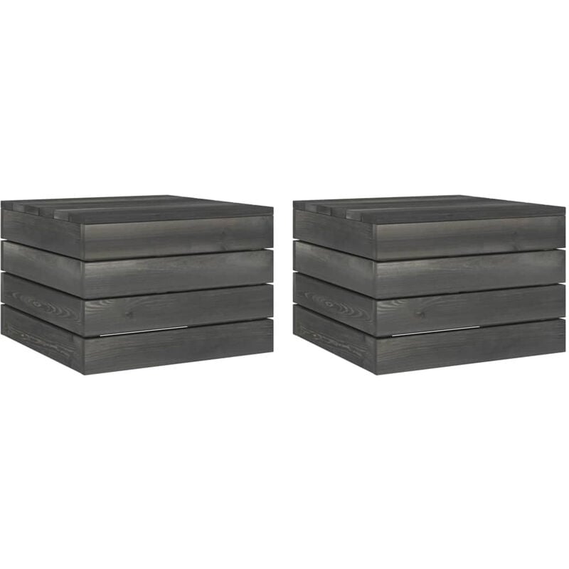 Tables palette de jardin 2 pcs Bois de pin massif Gris fonce