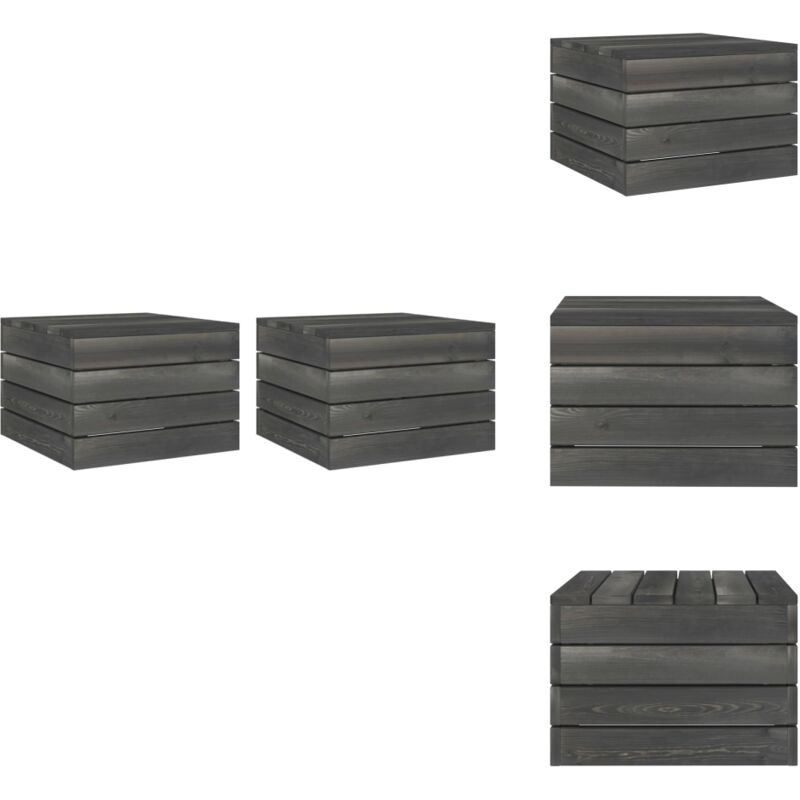Tables palette de jardin 2 pcs Bois de pin massif Gris foncé - Table De Jardin - Mobilier De Jardin - Table Palette - Bois De Pin - Table Extérieure