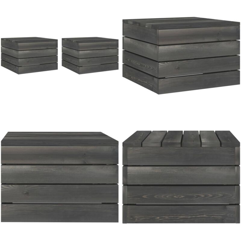 Tables palette de jardin 2 pcs Bois de pin massif Gris foncé - Table De Jardin - Mobilier De Jardin - Table Palette - Bois De Pin - Table Extérieure