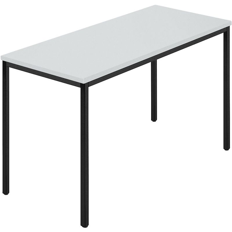 Tables rectangulaires, tube carré, 1200 x 600 mm gris / anthracite - Coloris piétement: noir profond RAL 9005