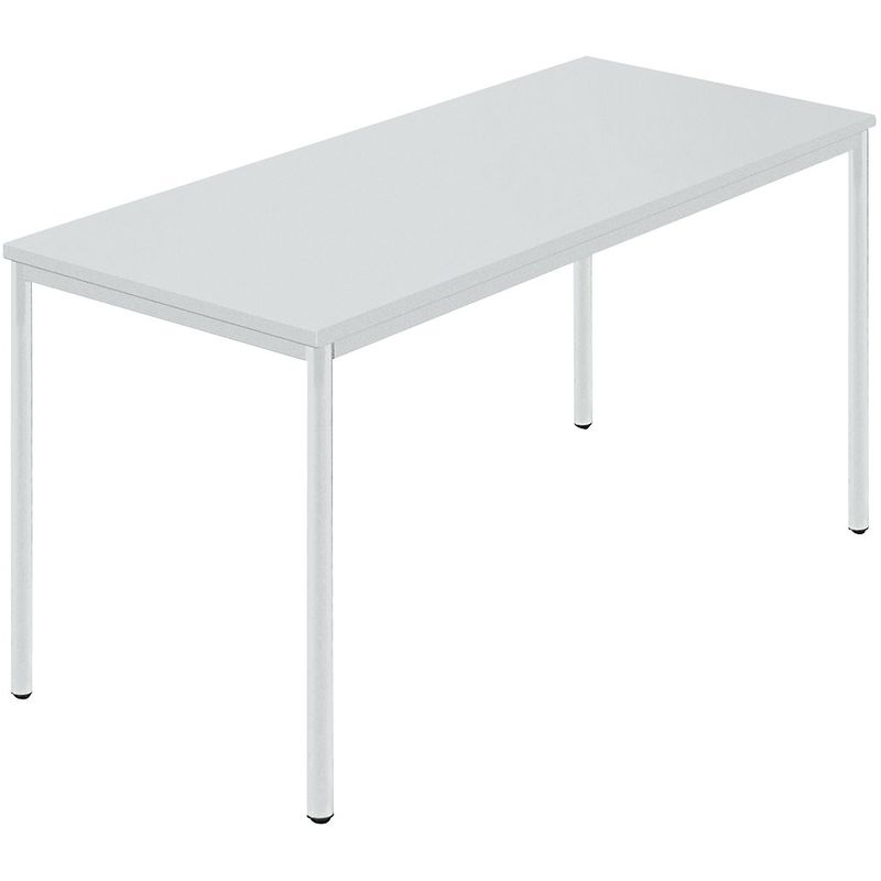 Tables rectangulaires, tube rond plastifié, 1400 x 700 mm gris / gris - Coloris piétement: gris clair RAL 7035