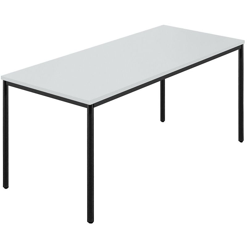 Tables rectangulaires, tube rond plastifié, 1600 x 800 mm gris / anthracite - Coloris piétement: noir profond RAL 9005