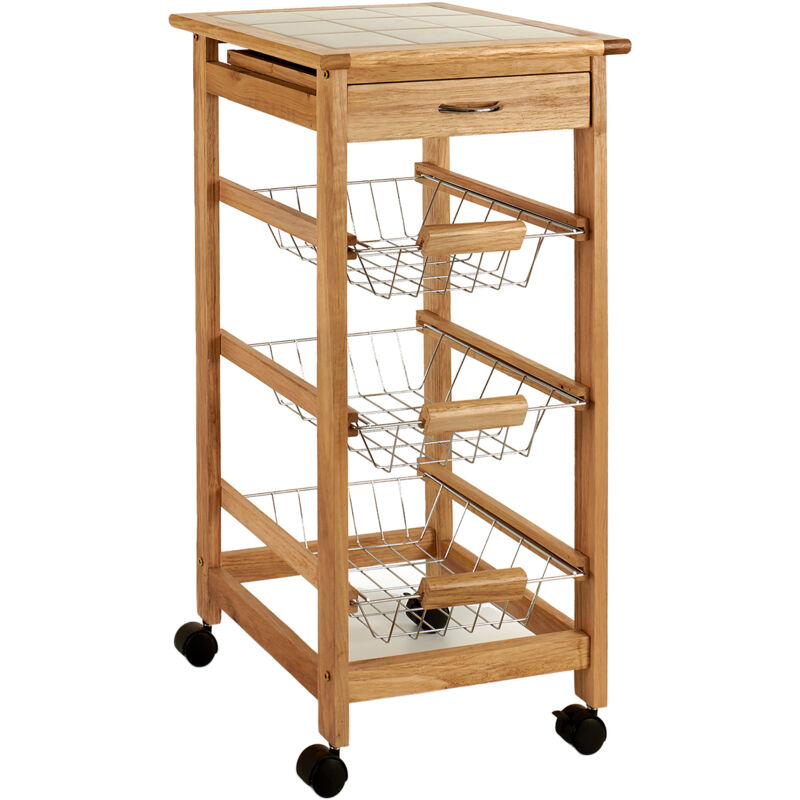 Wadiga - Chariot de cuisine étroit sur roues essentials, 37 x 37 x 76 cm