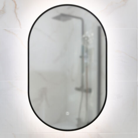 Tablet Black Frame 800mm x 500mm LED Mirror with Colour Change