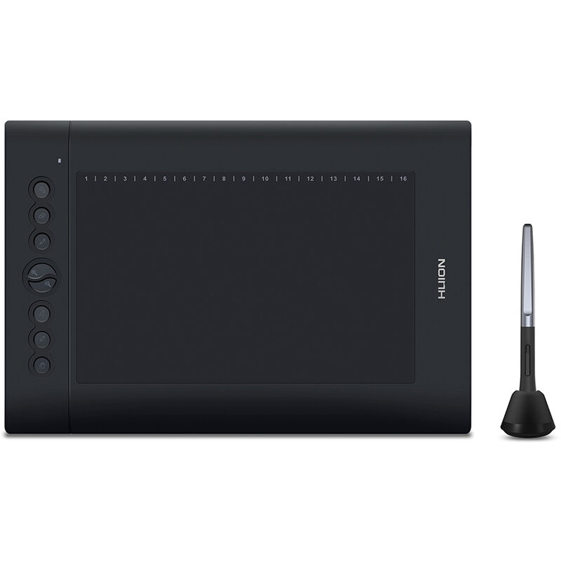 

Tableta de dibujo de graficos USB Huion mejorada H610 PRO V2 Pad Tablero de dibujo de escritura digital artistica con lapiz sin bateria, Negro