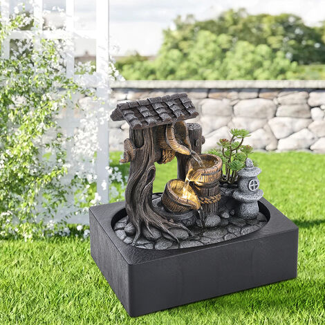 Tabletop Fountain Water Feature with LED Light Home Decoration