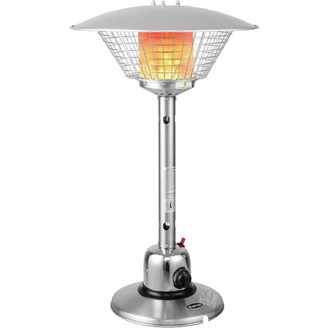 Tabletop Gas Patio Heater,54 x 54 x 90 cm, 11000BTU/4kW Portable Outdoor Stainless Steel Home Burner with Flameout & Tip-over Protection, Umbrella Propane Or Butane Gas Heater Warmer