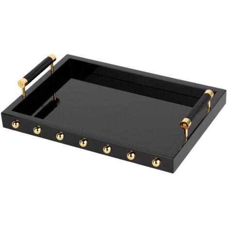 Tablett aus MDF / Zinkmetall / Edelstahl 45 x 33 x 9 cm
