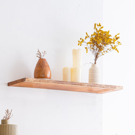 Tablette Bois Acacia Huilé Rectangle - Etagère Murale - 18x195x600mm - Etagère de Bureau, Cuisine, Salle de bain, Salon