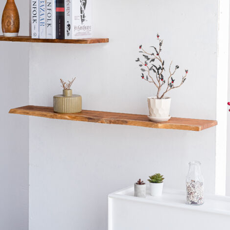 Tablette Bois Acacia Huilé Rectangle - Etagère Murale Rustique - 18x195x1200mm - Etagère de Bureau, Cuisine, Salle de bain, Salon