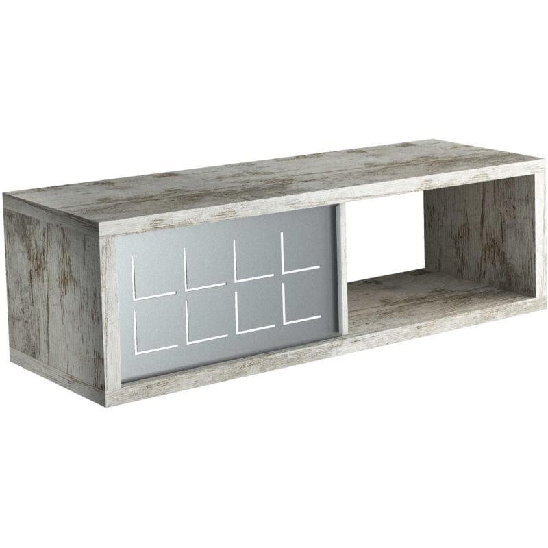 Tablette Cube Rectangulaire 60X20cm Finition Vintage Avec Portes En Fer