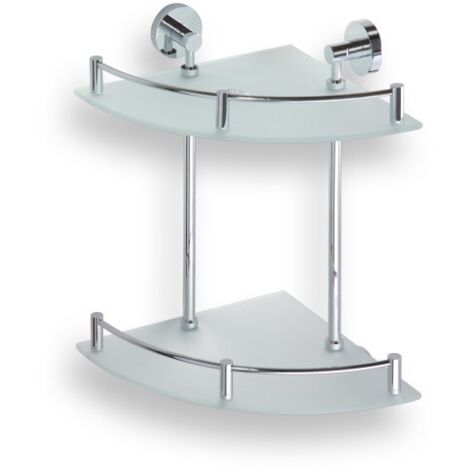 Tablette d'angle de douche double murale en verre OMEGA 27x40x27 cm