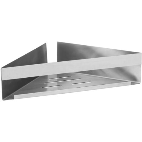 Tablette d'angle Genova Matt, WENKO, Élégance discrète, Turbo-Loc®, Inox, 36 x 8 x 17 cm, Argent Mat