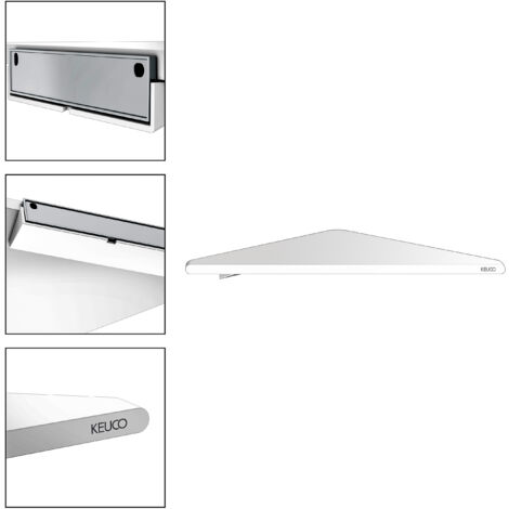 Tablette d'angle pour douche à coller ou à percer KEUCO Rose, made in Germany, blanc mat, kit de collage inclus, étagère d'angle, fixation murale