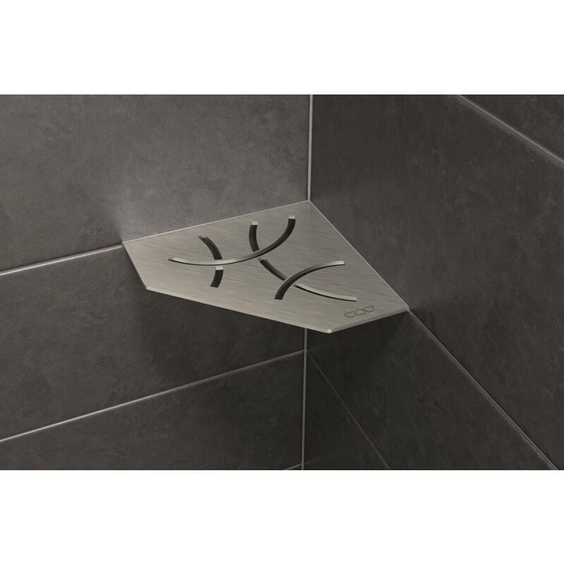 Tablette murale de douche Shelf- es 2 curve - Coloris: Gris beige - En Aluminium finition structurée - 195 x 195