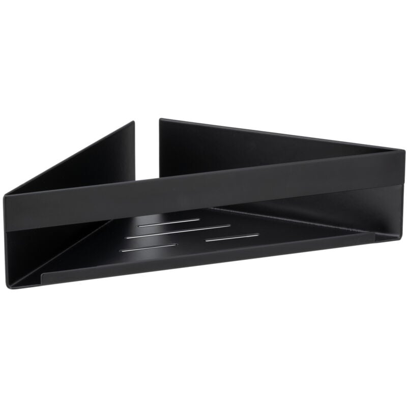 Tablette d'Angle Turbo-Loc® Genova Black Wenko Fixation Murale Innovante, Inox Laqué Mat, 36x8x17 cm, Noir