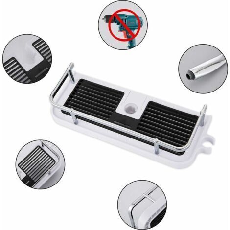 Tablette de douche de salle de bain, support de douche suspendu étagère de douche, aucun perçage nécessaire pour le pôle de douche avec boucle et crochet Cisea