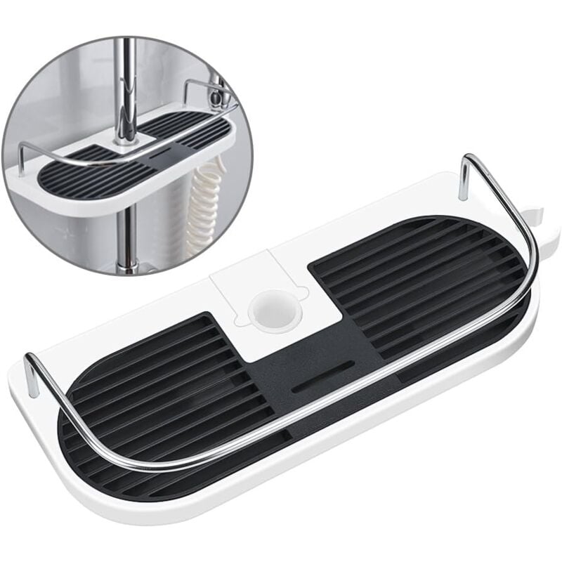 Tablette de douche sans perçage pour rail de douche - Organisateur de shampooing pour rail de 22mm - 25mm - 1pc