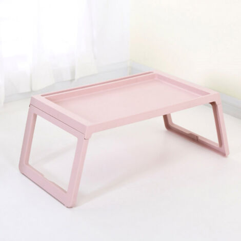 Tablette de Lit Pliable avec Fente de Charge, Design Rainuré Simple pour Laptop au Lit - Bureau Portable pour Chambre et Dortoir, Rose 68x35.8x27.5cm