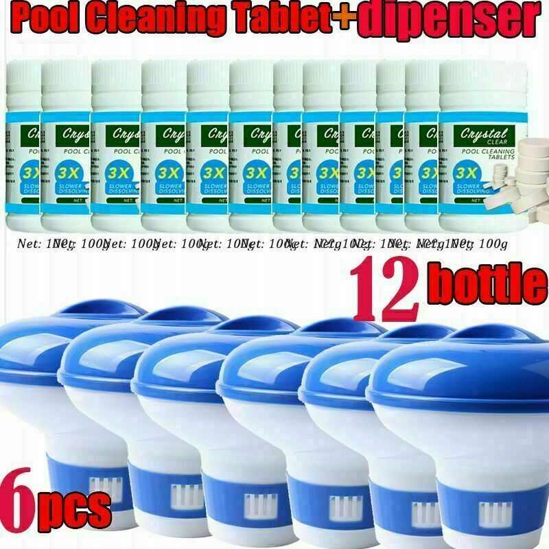 Diyozzy - Tablette de d'entretien de Piscine et Distributeur de Produits Chimiques pour Bain à remous au Chlore Flottant pour Piscine 1200g + 6