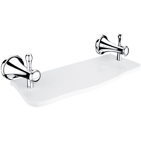Tablette En Pierre Artificielle Blanche L.30 Cm, Avec Fixation Chrome - Antique Salle De Bains Rétro Nimco