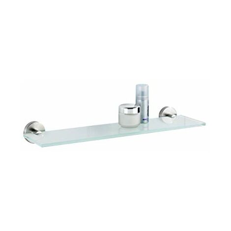 Tablette en verre Bosio Mat acier inox, Acier inoxydable, 46.5 x 5.5 x 13.5 cm, Mat