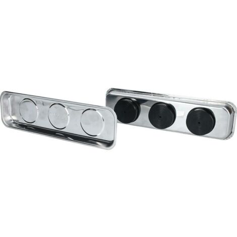 Tablette magnétique / jeu de coques en inox, 65 x 226 mm, 2 pièces