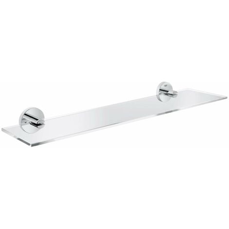 Tablette murale en verre 530mm – 40799001 – Métal chromé GROHE StarLight – Fixation invisible pour salle de bain