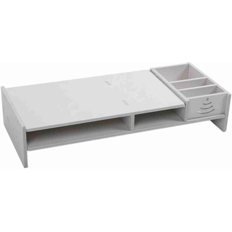 Tablette Organisateur Bureau avec Rangements, Dossier Plateau En Ligne pour Ordinateur PC - Blanc, Composite Bois-Plastique 48.1x20x10cm