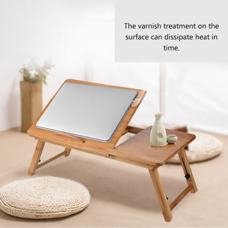 Tablette Portable Pliable en Bambou pour Ordinateur Portable - Bureau Canapé Lit Réglable 62x34 cm