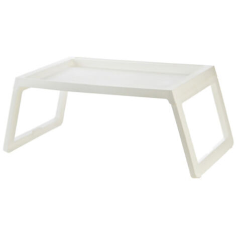 Tablette pour Lit avec Fente de Charge, Design Rainuré Simple, Plateau Pliant Blanc 68x35.8x27.5cm pour Chambre et Dortoir