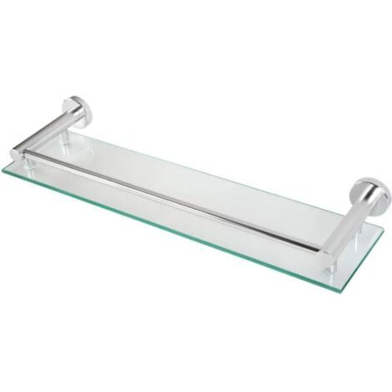 Tablette pour salle de bain murale en verre trempé et aluminium largeur 50 cm matériel de montage inclus argenté étagère pour salle de bain
