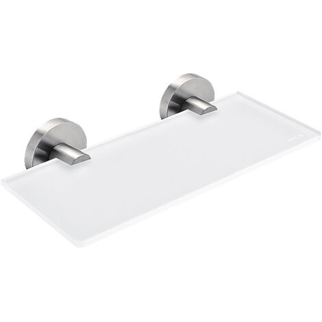 Tablette Verre L.20 Cm, Avec Fixation Inox Brossé, Unix Nimco