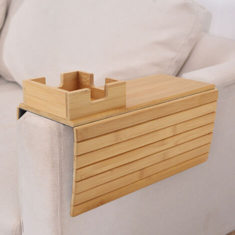 [Tablettes d'appoint] [Modelé Nature] [Tablette pliable pour bras de canapé multifonctionnelle antidérapante pour boissons téléphone snacks télécommande]