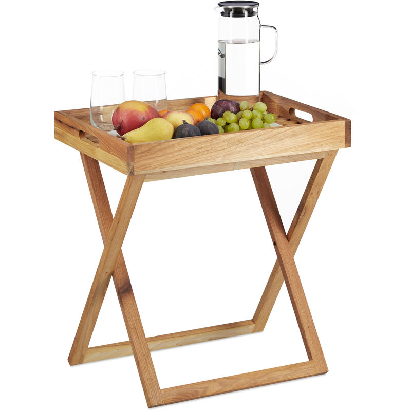 Tabletttisch Klappbar Serviertisch Walnuss Holz Klapptisch Klein Serviertablett Hxbxt Ca 54 X 52 X 36 Cm 6100213166658