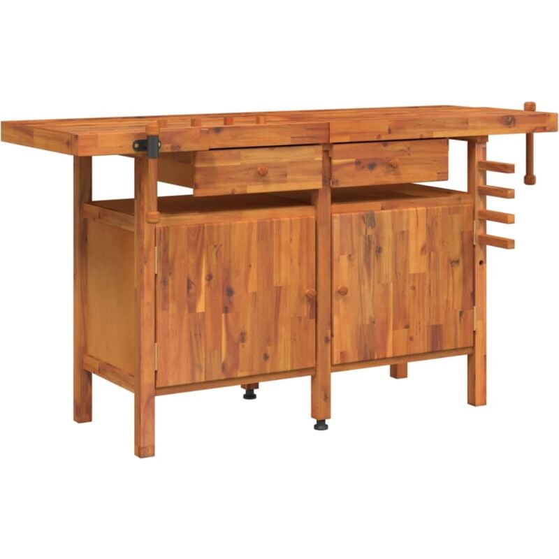 Vidaxl - tabli avec tiroirs et étaux 162x62x83 cm Bois massif d'acacia