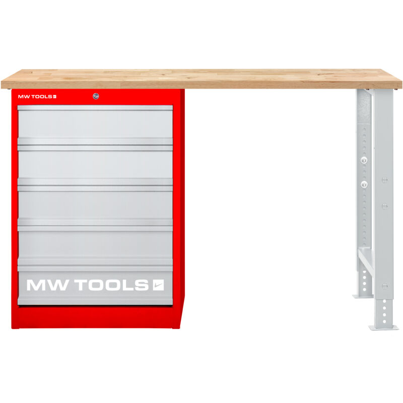 Mw Tools - tabli modulaire Rubberwood avec armoire à tiroirs 5T 1500 mm MOD15LP5R