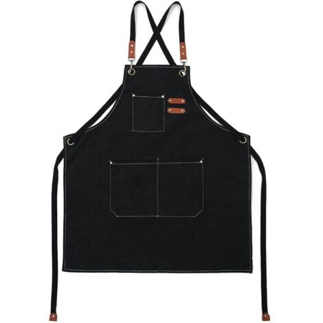 Tablier Chef Unisexe - 1 pièce, Tablier Chef Unisexe Toile - Ajustable/Poche/Dos Croisé
