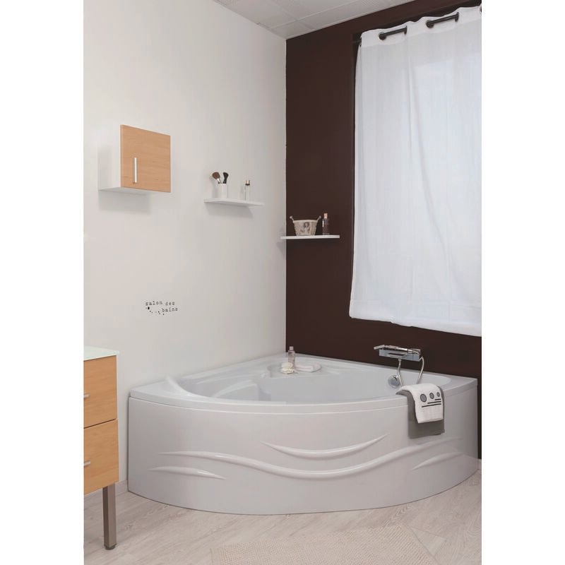 Tablier de baignoire FANY - Tablier motif vague 140x140cm - ABS - Blanc