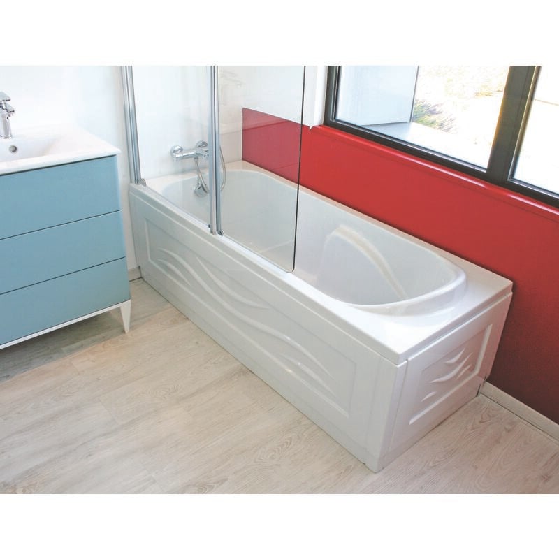 Ondee - Tablier de baignoire fany rectangulaire - Motif vague 170x70cm - abs - Blanc