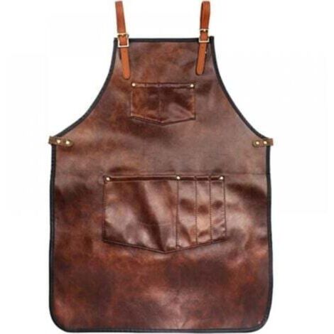 Tablier de chef pour hommes femmes tablier en cuir imperméable avec poches sangles croisées pour cuisine barbecue cuisine barbier Barista tablier travail manue