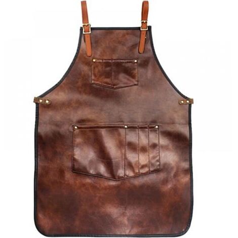 Tablier de chef pour hommes femmes tablier en cuir imperméable avec poches sangles croisées pour cuisine barbecue cuisine barbier Barista tablier travail manue