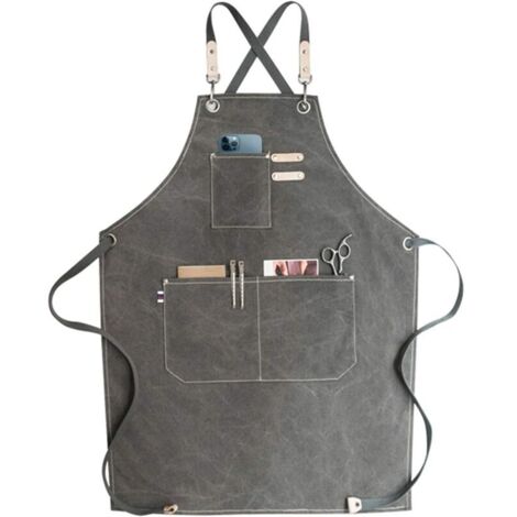 Tablier de cow-boy de haute qualité avec poches pour coiffeur, Tablier de travail multifonction en toile cirée imperméable, peintre, jardinier, styliste de coiffure