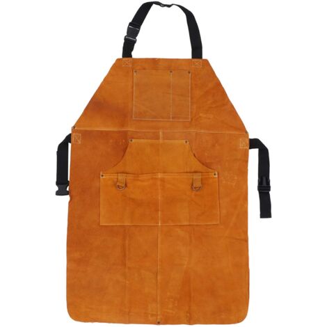 Tablier de cuir ignifuge pour soudure, équipé d'une poche pratique pour atelier