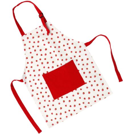 Tablier de cuisine enfant fraise rouge pour la pâtisserie et la peinture