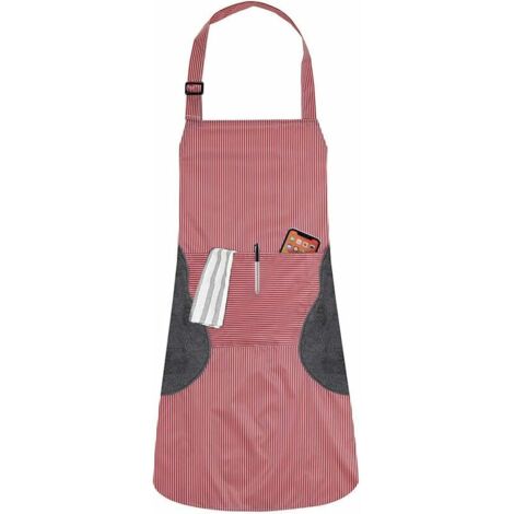 Tablier de cuisine étanche Tablier professionnel unisexe en PVC pour homme et femme Rouge-