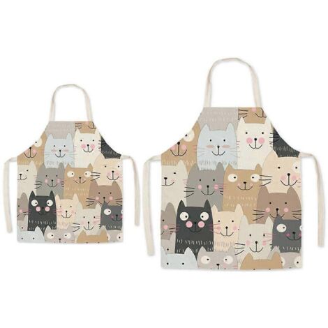 Tablier de cuisine parent-enfant - Tablier de cuisine en coton et lin à motif super mignon pour maman et enfants.